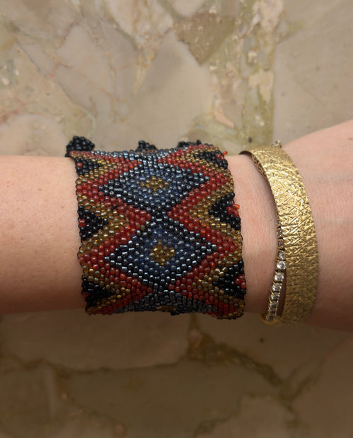 Ethnic Beaded Cuff Bracelet