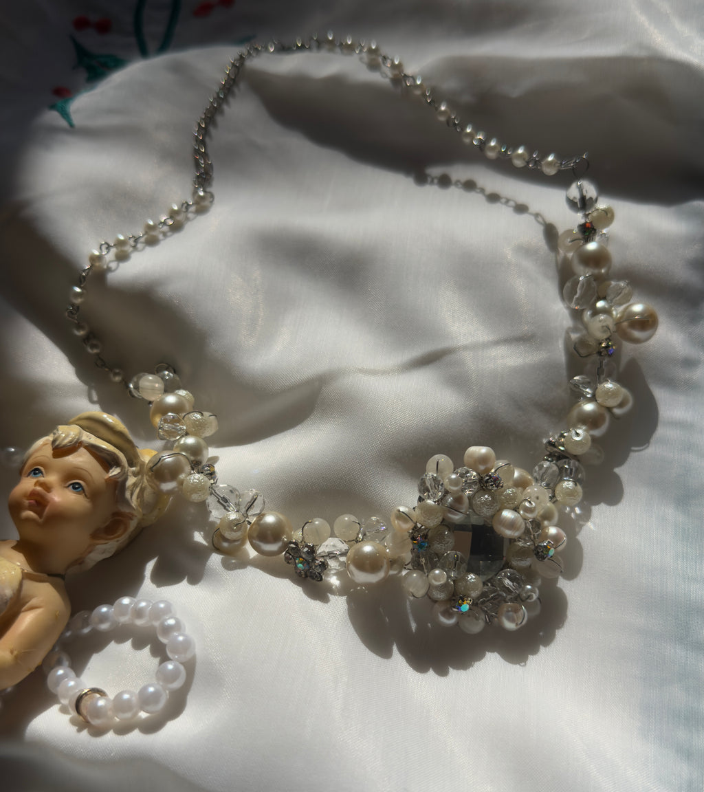 Baroque Inspired Pearl & Crystal Statement Necklace