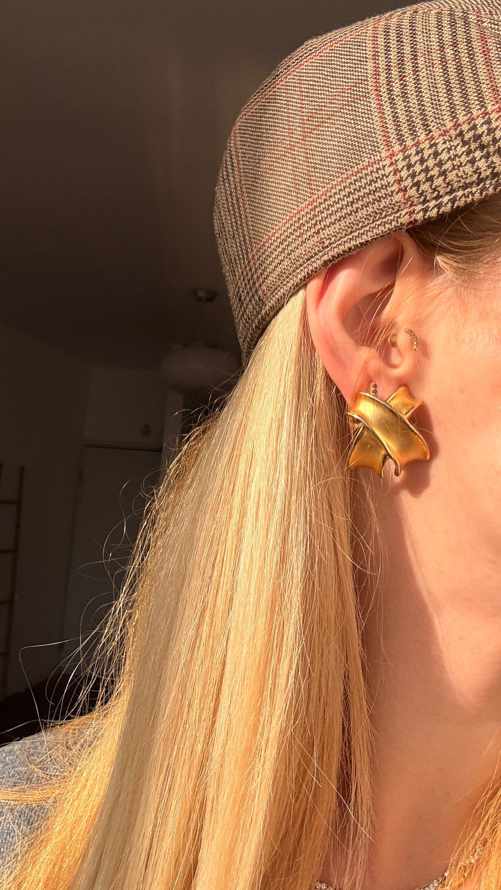 Sculptural Gold Tone Clip On Earrings