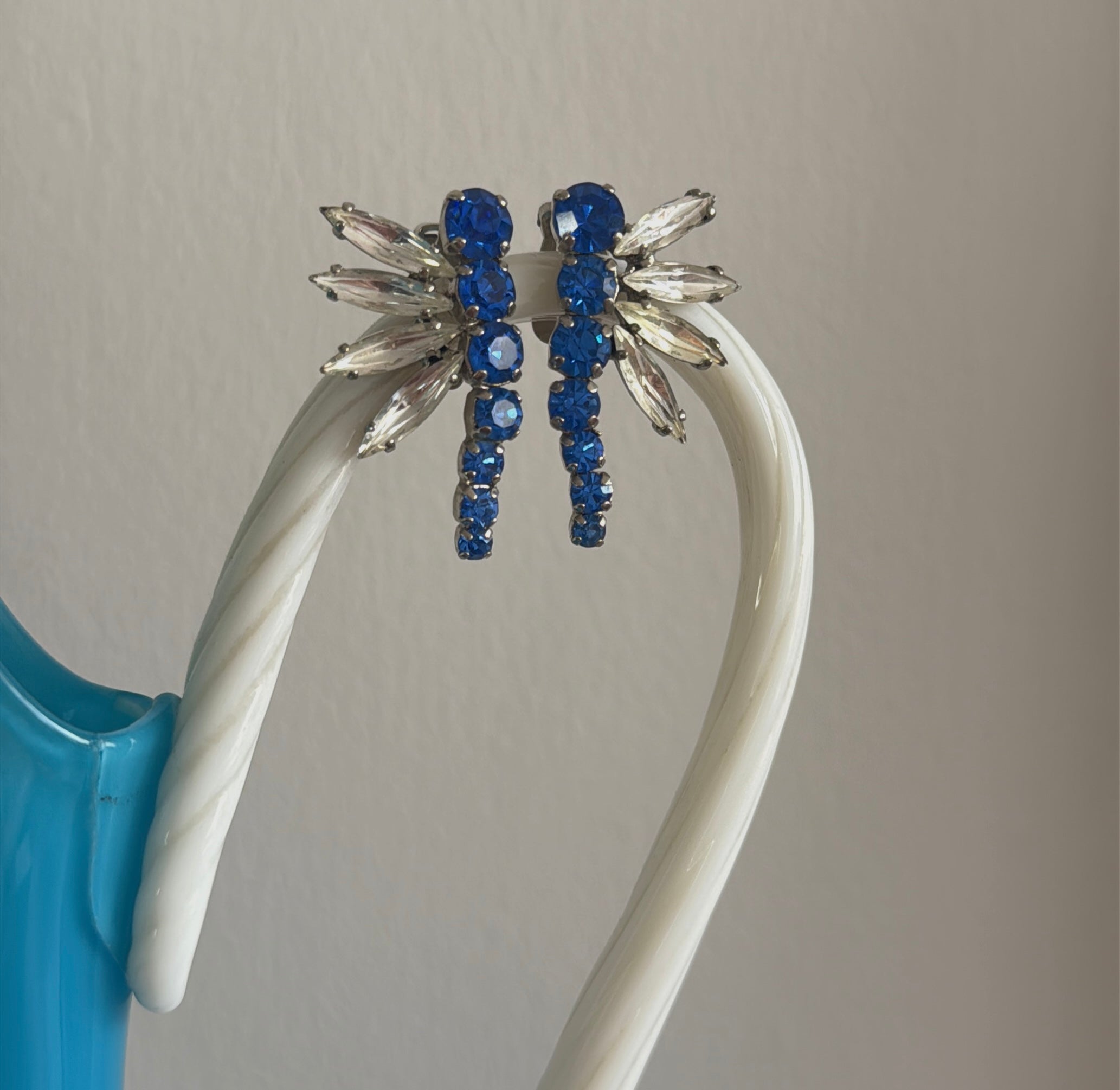 Dragonfly Rhinestone Statement Clip On Earrings