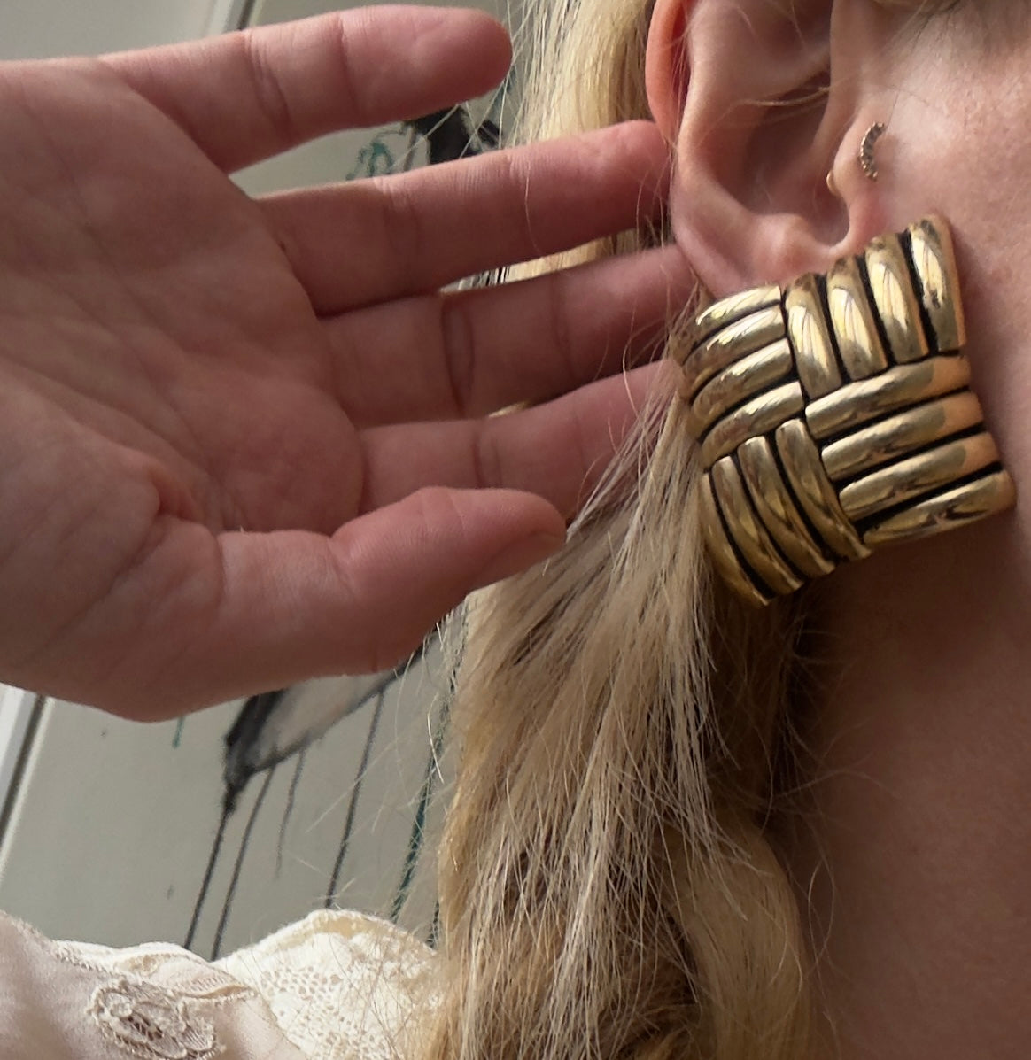 Square HUGE Clip On Earrings
