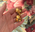 Sculptural Gold Tone Clip On Earrings