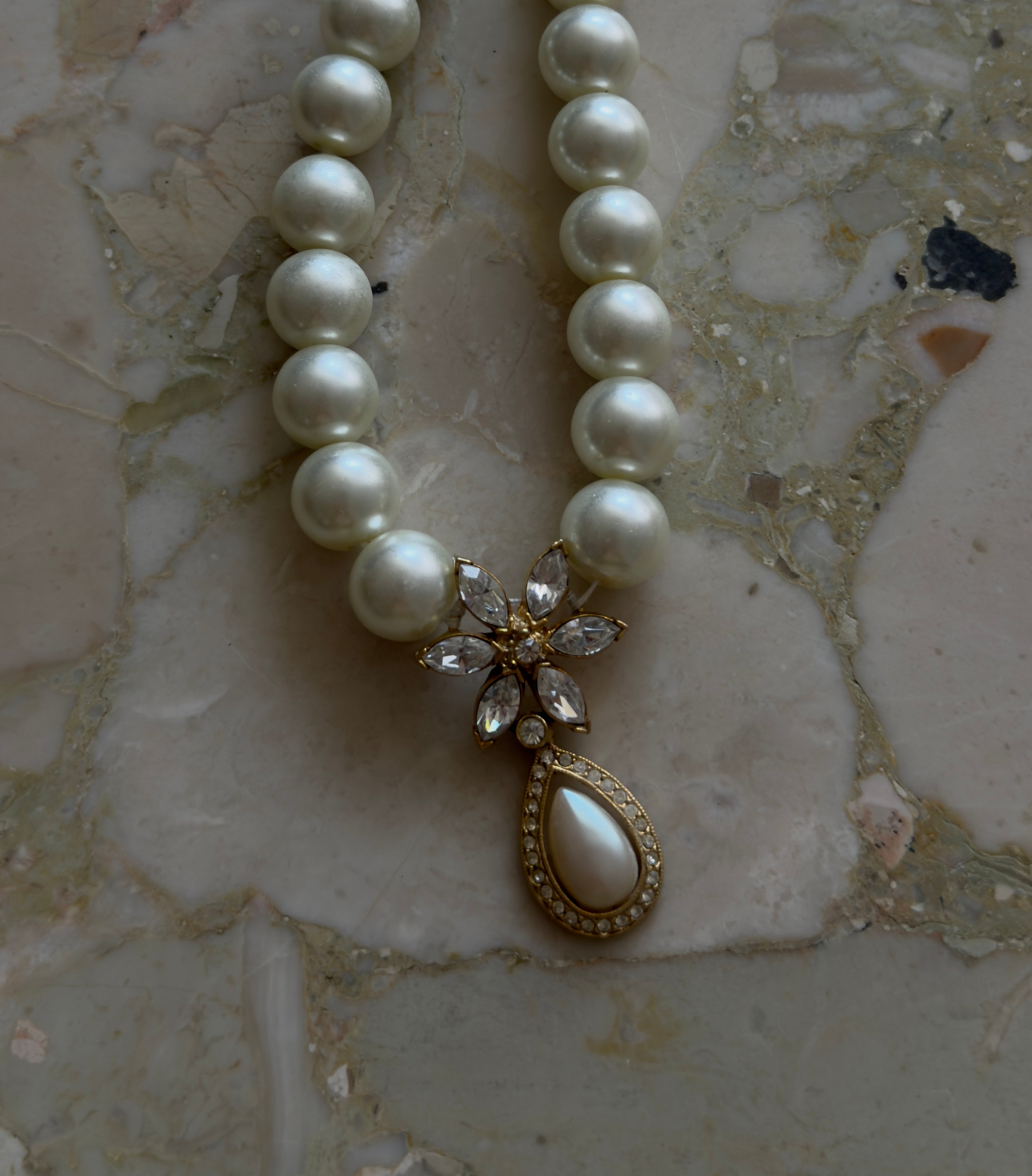 Vintage Faux Pearl Statement Necklace