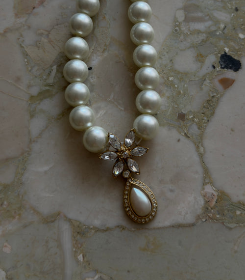 Vintage Faux Pearl Statement Necklace