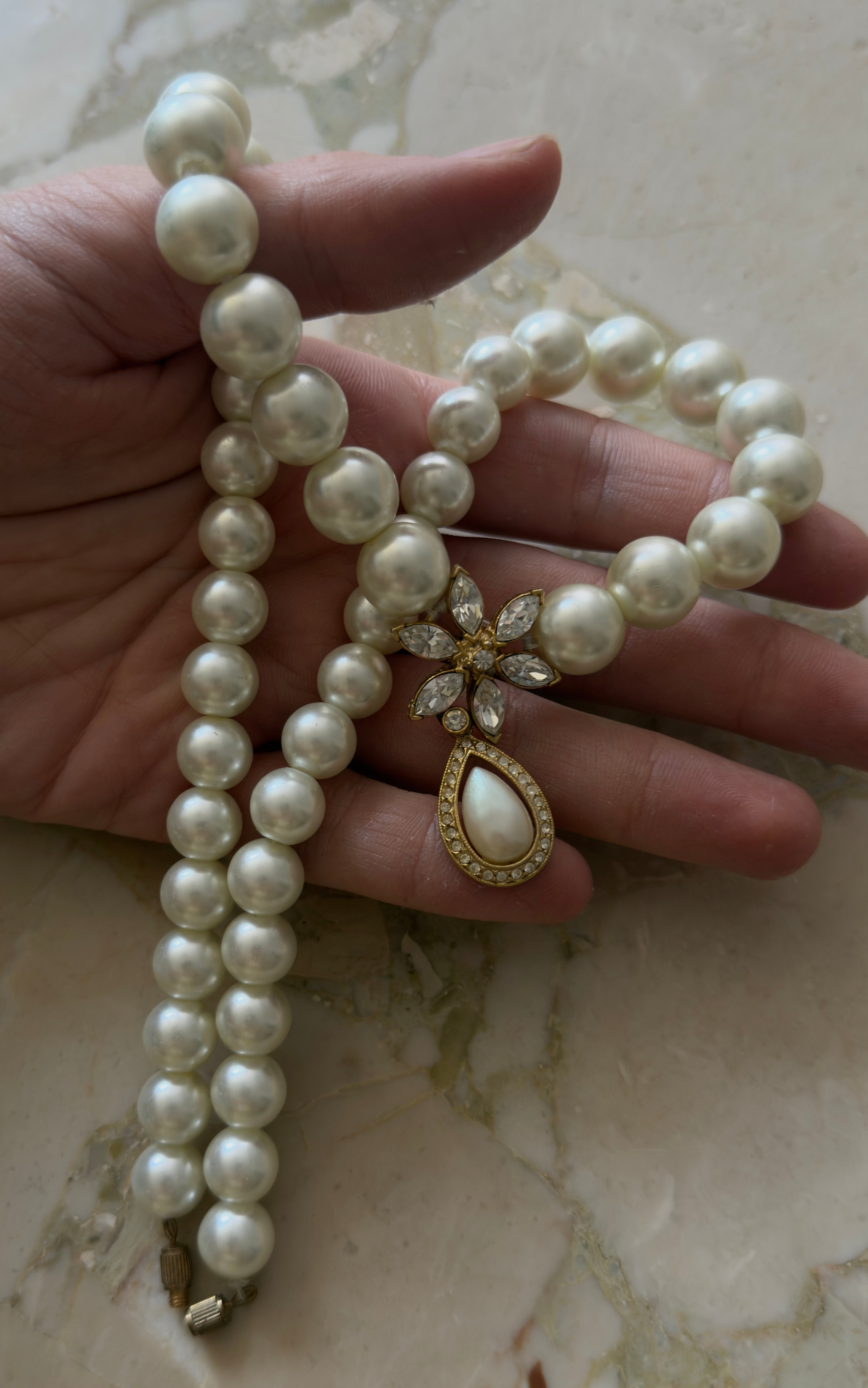 Vintage Faux Pearl Statement Necklace