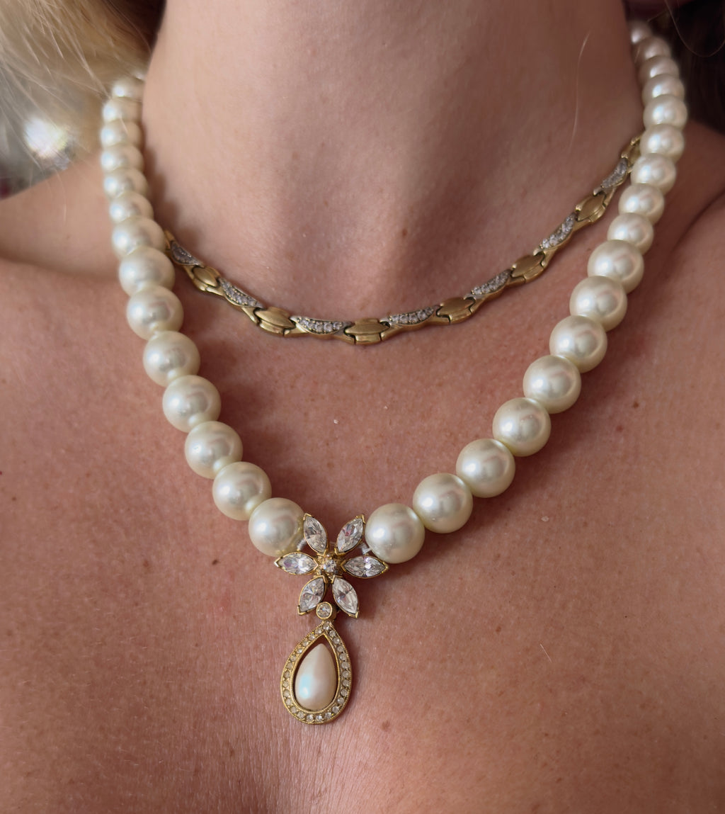 Vintage Faux Pearl Statement Necklace