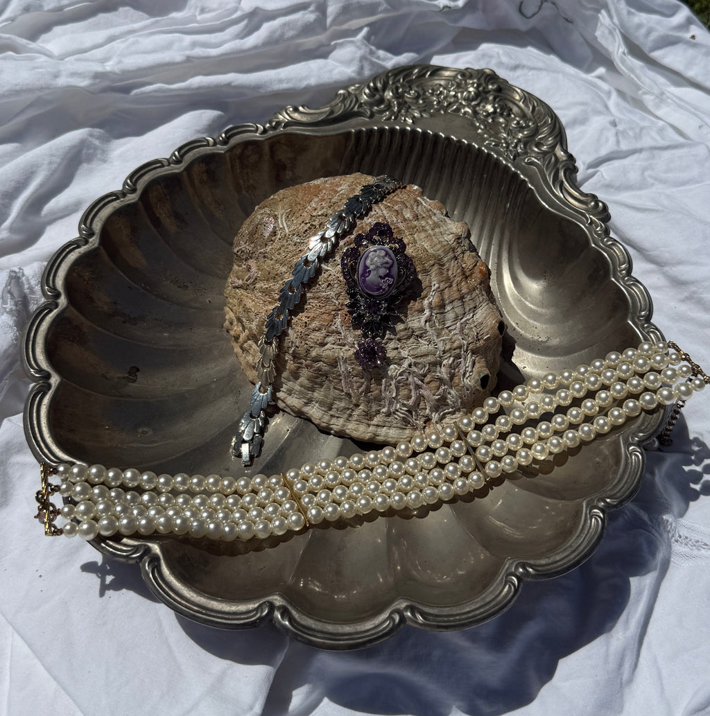 Purple Cameo Brooch, Victorian Revival